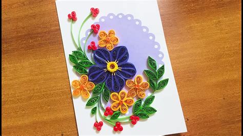 How to make Beautiful Paper Quilling Card | Paper Quilling Flower Card - YouTube