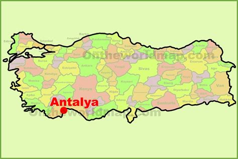 Antalya location on the Turkey Map - Ontheworldmap.com