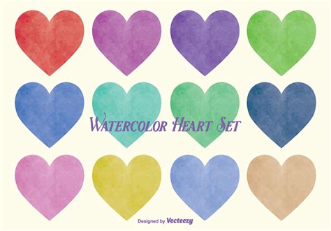 Watercolor Style Vector Heart Set - Download Free Vector Art, Stock Graphics & Images