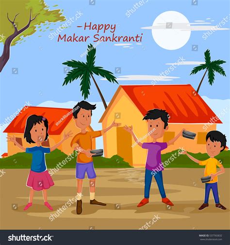 Kid Celebrating Indian Festival Makar Sankranti Stock Vector (Royalty ...