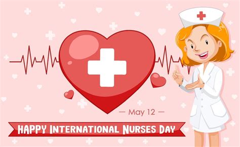 Happy International Nurses Day font with Nurse cartoon character ...