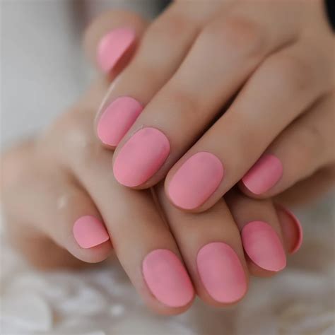 New Arrival Light Pink Short Candy Color Fake Nails Cute Pure Color ...