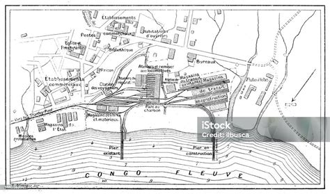 Antique Image Matadi Map Congo Stock Illustration - Download Image Now - Commercial Dock, Harbor ...