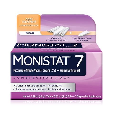 MONISTAT 7-Dose Yeast Infection Treatment, 7 Disposable Applicators & External Itch Cream ...