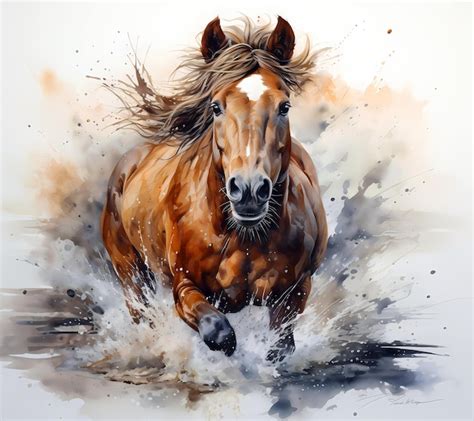 Premium AI Image | A watercolor painting of a horse thats running