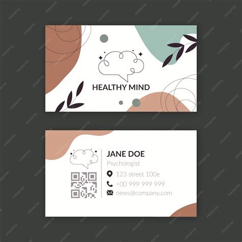 Premium Vector | Flat psychologist horizontal business card template