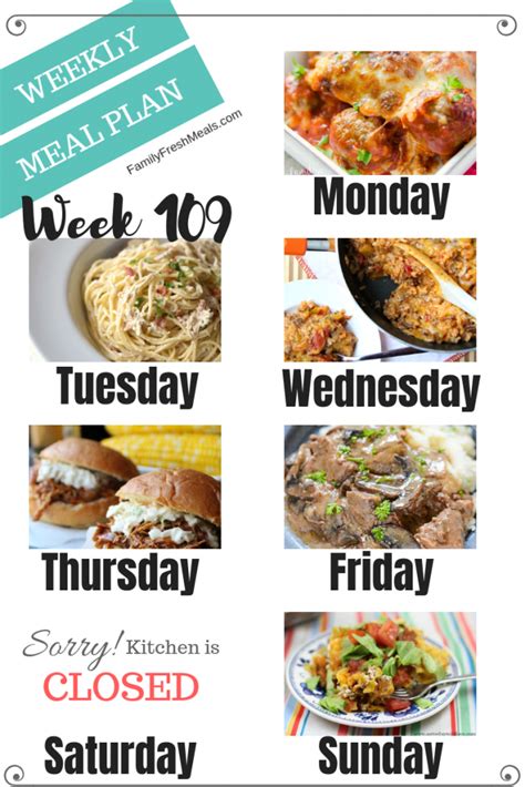 Easy Weekly Meal Plan Week 109 - Family Fresh Meals