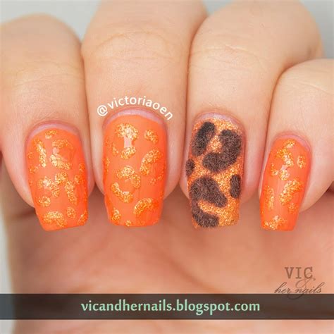 Vic and Her Nails: The Digital Dozen Does Texture - Day 2: Orange Leopard Print