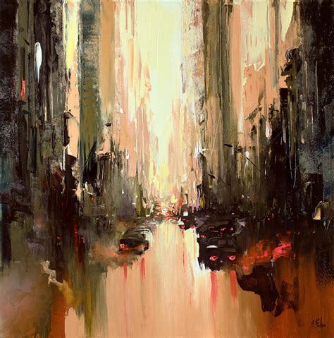 Abstract City painting by Bozhena Fuchs (2021) : Painting Oil on Canvas ...