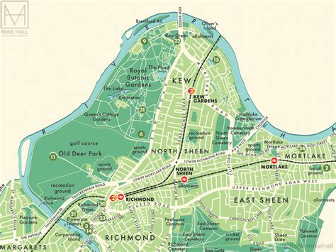 Richmond upon Thames (London borough) retro map giclee print – Mike ...