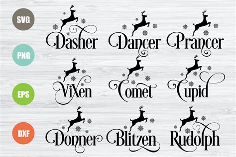 Reindeer Names SVG (1008693) | Cut Files | Design Bundles