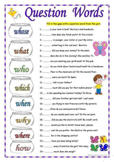 QUESTION WORDS - English ESL Worksheets For Distance | English language ...