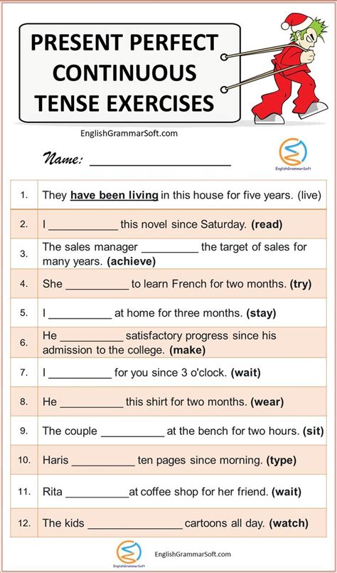 Present Perfect Continuous Tense Exercises | Present perfect, Tenses exercises, English grammar ...