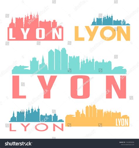 Lyon Flat Icon Skyline Vector Silhouette Stock Vector (Royalty Free ...