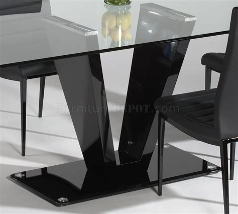 Glass Top & Black Gloss Base Dining Table w/Optional Chairs