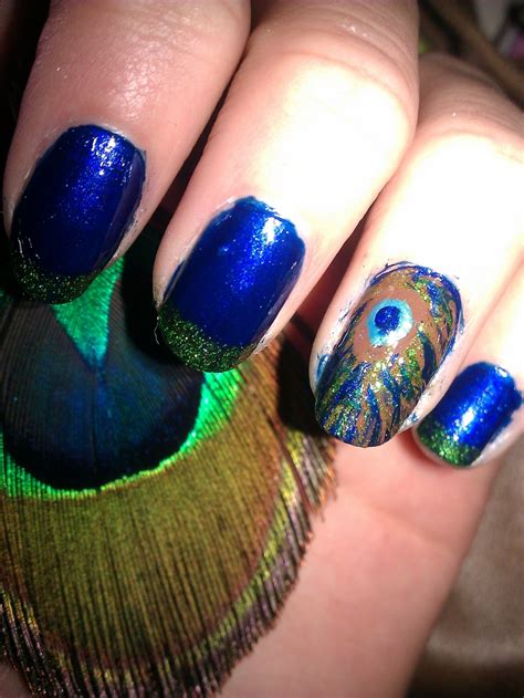 Peacock Nail Art | Feather nails, Peacock nails, Peacock nail art