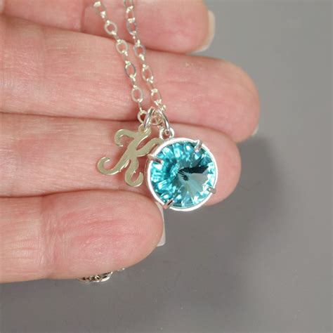 Personalized December Birthstone Necklace Sterling Silver - Etsy