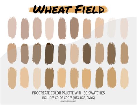 Procreate Color Palette Wheat Field Instant Download Digital File Color Swatches Color Codes HEX ...