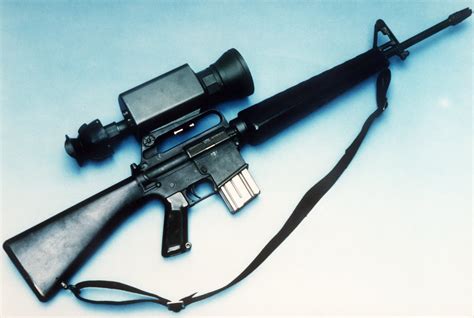 An M16A2 rifle equipped with a short range thermal sight. The system is in the final stage of ...