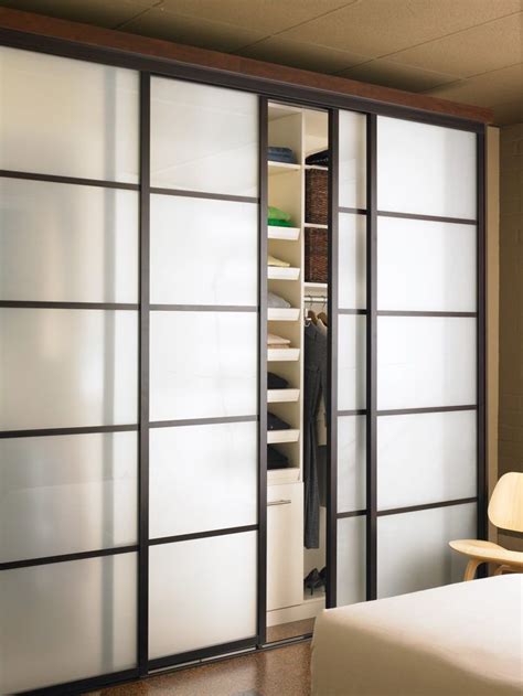 Trendy Floor To Ceiling Blurred Glass Sliding Door With Black Frame For Closet | Modern closet ...