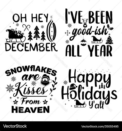 Christmas calligraphy quotes set colorful Vector Image