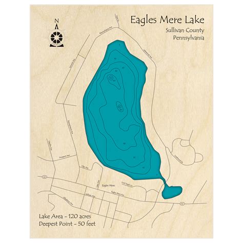 Eagles Mere Lake 3D Custom Wood Map – Lake Art LLC