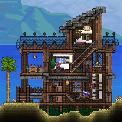 Cozy beach house.: Terraria | Terraria house design, Terraria house ideas, Cozy beach house