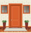 House door front with doorstep and steps lamp Vector Image