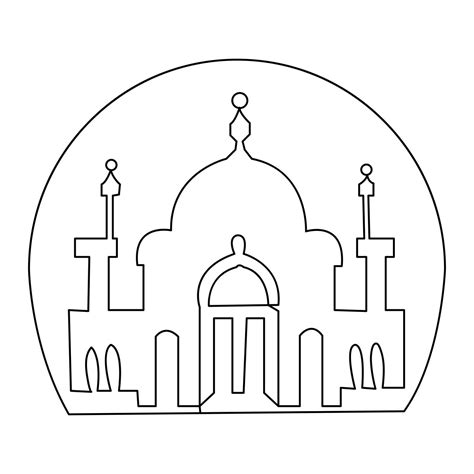 Continuous one line hand drawing of mosque simple illustration design ...