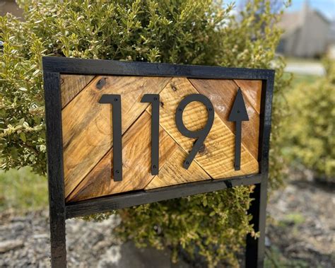 Address Stake With Arrow Modern Reclaimed Wood Address Sign for Yard ...