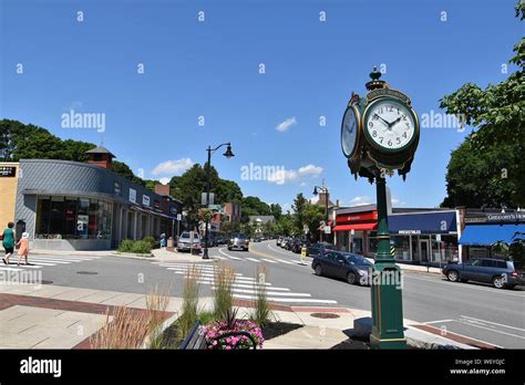 A view of Belmont Center (downtown Belmont), Massachusetts in Metro Boston Stock Photo - Alamy