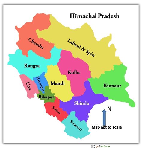 go2india.in : Himachal Pradesh map showing districts