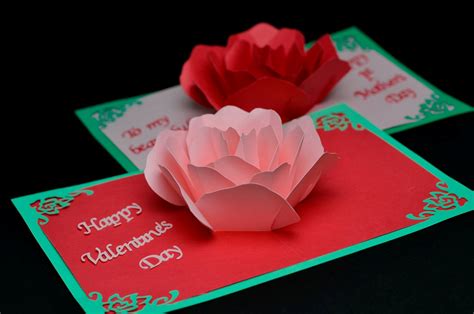 Rose Flower Pop Up Card Template - Creative Pop Up Cards