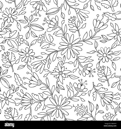 Floral Pattern Outline - Premium Vector Seamless Pattern Outline Floral Botanic Flowers - Doodle ...