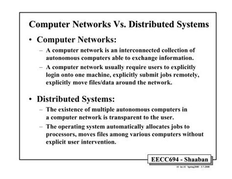 Computer Networks Vs. Distributed Systems