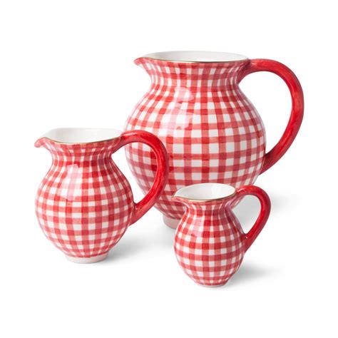 ‘Lia’ pitcher red gingham | Red white christmas, Red gingham, Red decor