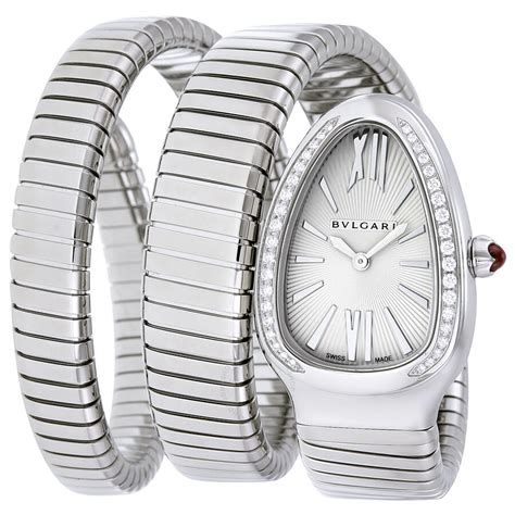 Bvlgari Serpenti Tubogas Silver Opaline Dial Quartz Ladies Watch 101910 ...