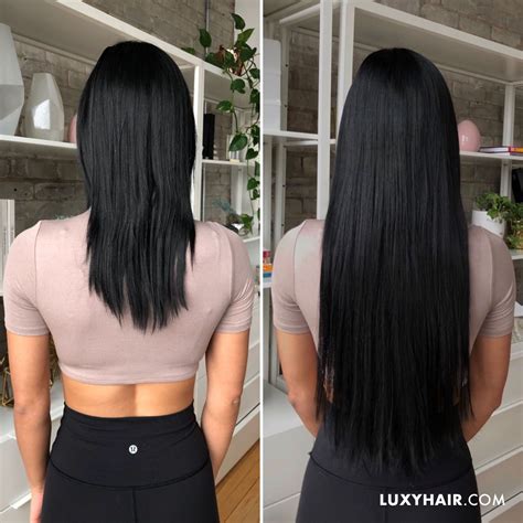 Seamless Clip-in Hair Extensions Jet Black (Color 1, 180 Grams) | Black hair extensions, Jet ...