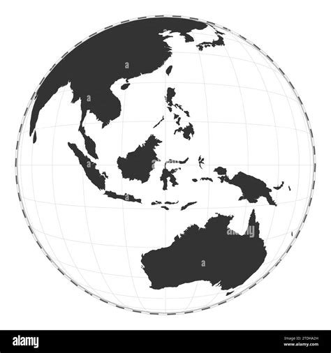 Vector world map. Satellite (tilted perspective) projection. Plain world geographical map with ...