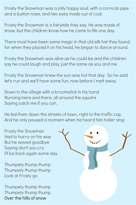 Frosty The Snowman Lyrics Printable