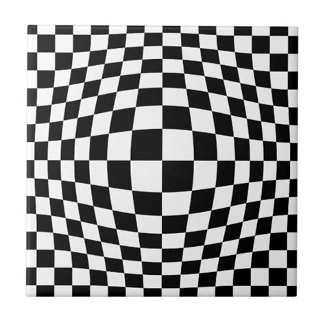 Checkerboard optical illusion ceramic tile | Zazzle.com