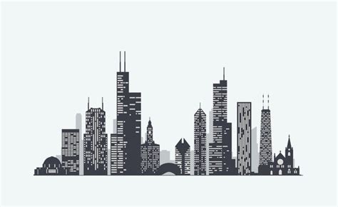 Silhouette Vector Chicago Skyline Perfect for travel agencies postcards ...