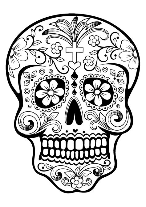 El Día de los Muertos / Day of the dead coloring page : Skull - 1 ...