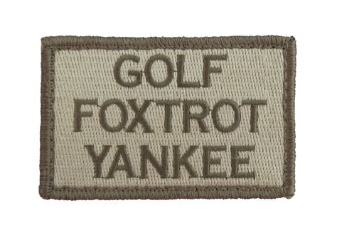 Golf Foxtrot Yankee Tactical Funny Velcro Fully Embroidered Morale Tag – MoraleTags.com