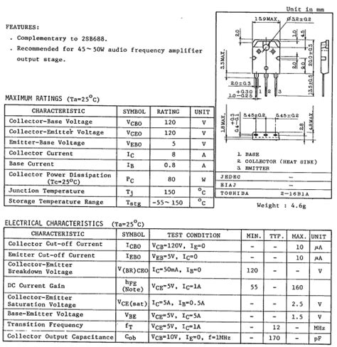 D718 Datasheet - Vcbo=120V, 8A, NPN Transistor - Toshiba