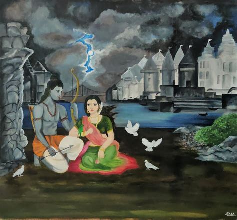 Lord Ram and Sita - Acrylics on canvas, 3X3 ft : r/painting