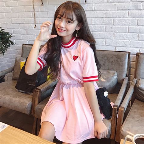 Japanese Women Harajuku Short Sleeve Sweet Dress 2018 Girls Kawaii Love ...