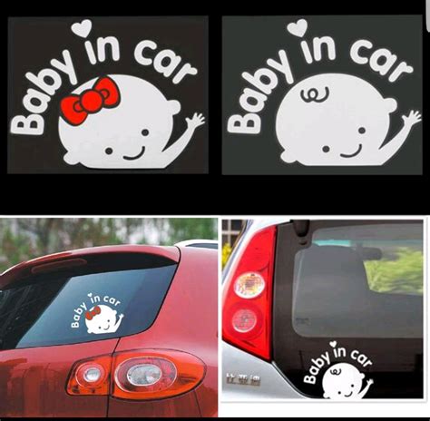 Baby in car stickers. Jongen en meisje sticker op voorraad. Makkelijk aan te brengen op uw auto ...