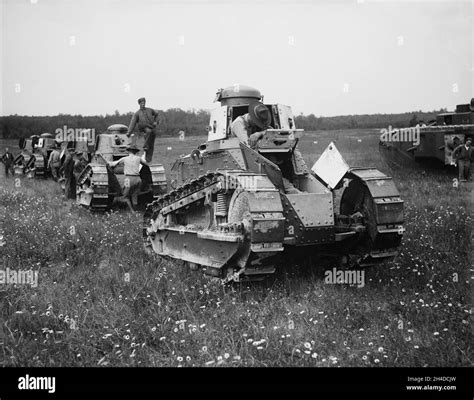 A vintage photo circa 1929 of a line of American M1917 light tanks a license built copy of the ...