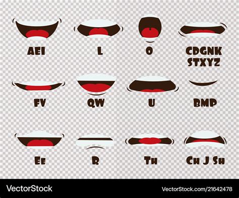 Cartoon talking mouth and lips expressions Vector Image